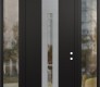 Modern Steel Front Door DIAMOND A3 68" X 96" BLACK/BLACK CLEAR GLASS PANEL STAINLESS STEEL LHI WITH 2 SIDELITES AND TRANSOM CLEAR GLASS