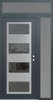 Diamond C2 52" x 96" anthracite/anthracite mirrored Glass Panel stainless steel LHI with Sidelite and Transom frosted Glass