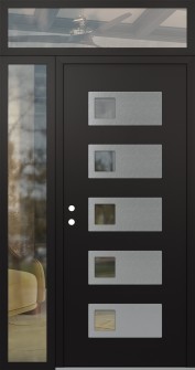 Diamond D2 52" x 96" black/black clear Glass Panel stainless steel RHI with Sidelite and Transom clear Glass