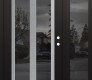 Modern Steel Front Door Diamond C14 52" x 80" black/black mirrored Glass Panel stainless steel LHI with Sidelite mirrored Glass