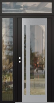 Diamond C15 50" x 96" black/black clear Glass Panel stainless steel RHI with Sidelite and Transom clear Glass