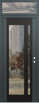 Diamond C15 36" x 96" anthracite/anthracite clear Glass Panel black LHI with Transom clear Glass