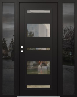 Diamond C10 60" x 80" black/black clear Glass Panel black RHI with 2 Sidelites mirrored Glass
