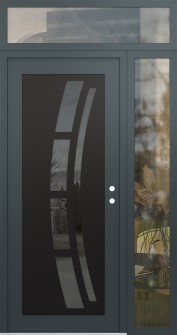 Diamond C12 52" x 96" anthracite/anthracite mirrored Glass Panel black LHI with Sidelite and Transom clear Glass