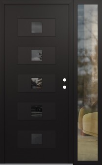 Diamond D8 48" x 80" black/black mirrored Glass Panel black LHI with Sidelite clear Glass