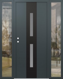 DIAMOND A6 68" X 80" ANTHRACITE/ANTHRACITE FROSTED GLASS PANEL BLACK RHI WITH 2 SIDELITES CLEAR GLASS