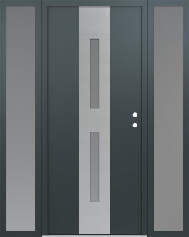 DIAMOND A6 68" X 80" ANTHRACITE/ANTHRACITE FROSTED GLASS PANEL STAINLESS STEEL LHI WITH 2 SIDELITES FROSTED GLASS