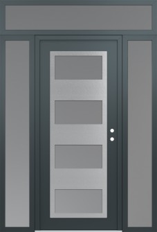 Diamond C2 68" x 96" anthracite/anthracite frosted Glass Panel stainless steel LHI with 2 Sidelites and Transom frosted Glass