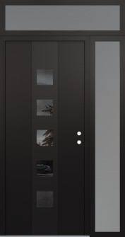 DIAMOND A13 52" X 96" BLACK/BLACK MIRRORED GLASS PANEL BLACK LHI WITH SIDELITE AND TRANSOM FROSTED GLASS