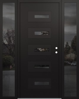 Diamond D6 68" x 80" black/black Mirrored Glass Panel black LHI with 2 Sidelites Mirrored Glass