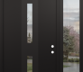 DIAMOND A6 48" X 96" BLACK/BLACK CLEAR GLASS PANEL BLACK RHI WITH SIDELITE AND TRANSOM CLEAR GLASS