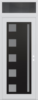 Diamond C3 36" x 96" white/white frosted Glass Panel black LHI with Transom mirrored Glass