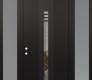 Modern Steel Front Door DIAMOND A5 64" X 96" BLACK/BLACK CLEAR GLASS PANEL BLACK RHI WITH 2 SIDELITES AND TRANSOM FROSTED GLASS