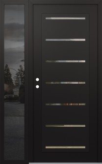 Diamond C11 52" x 80" black/black clear Glass Panel black RHI with Sidelite mirrored Glass