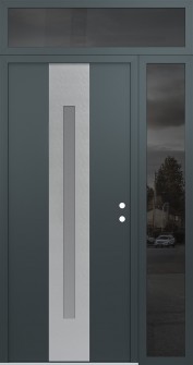 DIAMOND A2 50" X 96" ANTHRACITE/ANTHRACITE FROSTED GLASS PANEL STAINLESS STEEL LHI WITH SIDELITE AND TRANSOM MIRRORED GLASS