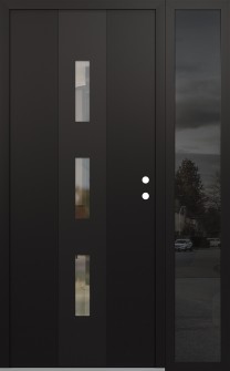DIAMOND A7 52" X 80" BLACK/BLACK CLEAR GLASS PANEL BLACK LHI WITH SIDELITE MIRRORED GLASS