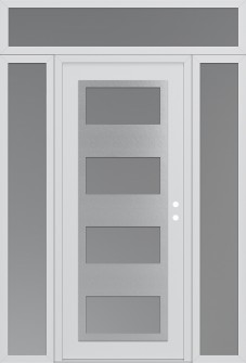 Diamond C2 64" x 96" white/white frosted Glass Panel stainless steel LHI with 2 Sidelites and Transom frosted Glass