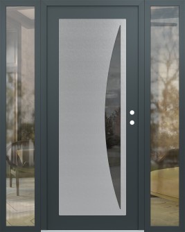 Diamond C13 64" x 80" anthracite/anthracite mirrored Glass Panel stainless steel LHI with 2 Sidelites clear Glass