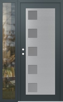 Diamond C5 50" x 80" anthracite/anthracite frosted Glass Panel stainless steel RHI with Sidelite clear Glass