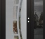 Modern Steel Front Door Diamond C12 52" x 80" black/black clear Glass Panel stainless steel LHI with Sidelite mirrored Glass