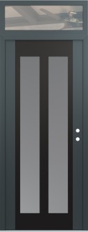 Diamond C14 36" x 96" anthracite/anthracite frosted Glass Panel black LHI with Transom clear Glass