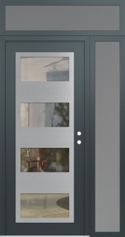 Diamond C2 52" x 96" anthracite/anthracite clear Glass Panel stainless steel LHI with Sidelite and Transom frosted Glass