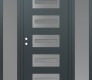 Modern Steel Front Door Diamond D4 68" x 80" anthracite/anthracite frosted Glass Panel stainless steel RHI with 2 Sidelites frosted Glass