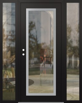 Diamond C1 60" x 80" black/black clear Glass Panel stainless steel RHI with 2 Sidelites clear Glass