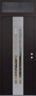DIAMOND A8 36" X 96" BLACK/BLACK CLEAR GLASS PANEL STAINLESS STEEL LHI WITH TRANSOM MIRRORED GLASS