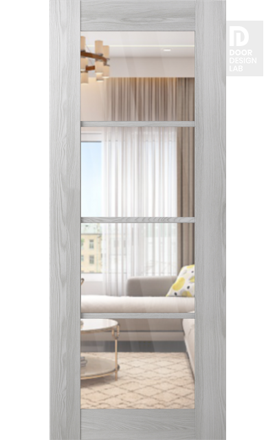 DOOR SLAB AVON 4 LITE CLEAR VETRO RIBEIRA ASH 36" X 96" X 1 3/4" TEMPERED CLEAR GLASS