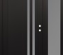 Modern Steel Front Door Diamond C6 48" x 80" black/white frosted Glass Panel black LHI with Sidelite frosted Glass