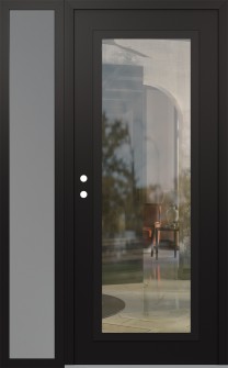 Diamond C1 50" x 80" black/black clear Glass Panel black RHI with Sidelite frosted Glass