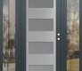 Modern Steel Front Door Diamond C2 64" x 80" anthracite/anthracite frosted Glass Panel stainless steel LHI with 2 Sidelites clear Glass