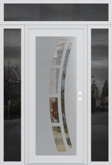 Diamond C12 64" x 96" white/white clear Glass Panel stainless steel LHI with 2 Sidelites and Transom mirrored Glass