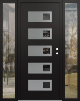 Diamond D2 60" x 80" black/black mirrored Glass Panel stainless steel LHI with 2 Sidelites clear Glass