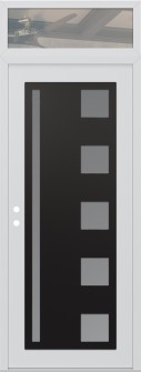 Diamond C3 36" x 96" white/white frosted Glass Panel black RHI with Transom clear Glass