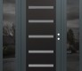 Modern Steel Front Door Diamond C7 68" x 80" anthracite/anthracite frosted Glass Panel black LHI with 2 Sidelites mirrored Glass