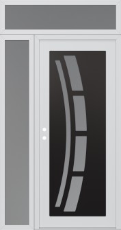 Diamond C12 50" x 96" white/white frosted Glass Panel black RHI with Sidelite and Transom frosted Glass