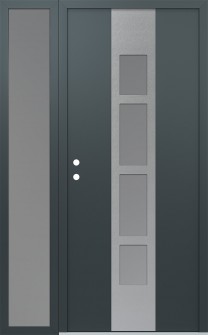 DIAMOND A10 48" X 80" ANTHRACITE/ANTHRACITE FROSTED GLASS PANEL STAINLESS STEEL RHI WITH SIDELITE FROSTED GLASS