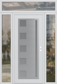 Diamond C3 68" x 96" white/white frosted Glass Panel stainless steel LHI with 2 Sidelites and Transom clear Glass
