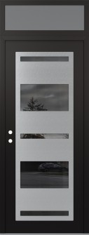 Diamond C10 36" x 96" black/black mirrored Glass Panel stainless steel RHI with Transom frosted Glass