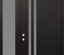 Modern Steel Front Door Diamond C6 50" x 96" black/white frosted Glass Panel black RHI with Sidelite and Transom frosted Glass