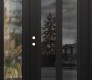 Modern Steel Front Door Diamond C14 50" x 80" black/black mirrored Glass Panel black RHI with Sidelite clear Glass