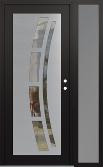 Diamond C12 48" x 80" black/black clear Glass Panel stainless steel LHI with Sidelite frosted Glass