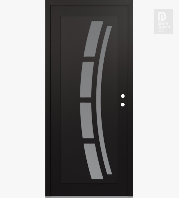 Modern Steel Front Door Diamond C12 36" x 80" black/white frosted Glass Panel black LHI