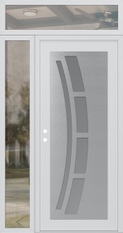 Diamond C12 52" x 96" white/white frosted Glass Panel stainless steel RHI with Sidelite and Transom clear Glass