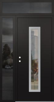 DIAMOND A11 52" X 96" BLACK/BLACK CLEAR GLASS PANEL STAINLESS STEEL RHI WITH SIDELITE AND TRANSOM MIRRORED GLASS
