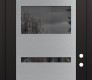 Modern Steel Front Door Diamond C10 36" x 96" black/black mirrored Glass Panel stainless steel LHI with Transom mirrored Glass