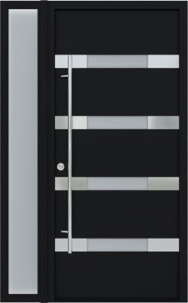 MODERN FRONT STEEL DOOR AURA BLACK/WHITE 49 1/4" X 81 11/16" RHI + SIDEITE LEFT