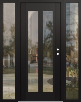 Diamond C14 60" x 80" black/black clear Glass Panel black LHI with 2 Sidelites clear Glass
